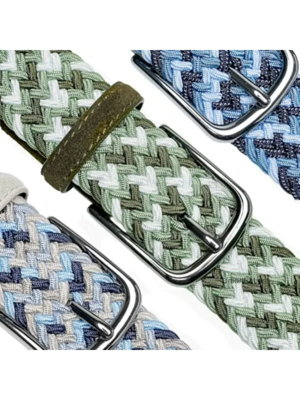 Men's Stretch Braided Elastic Golf Belt, No-Hole Adjustable, Metal Buckle -